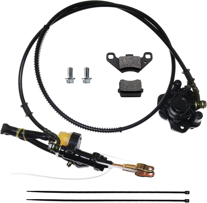 PRO BAT Rear Hydraulic Brake Assembly Caliper Master Cylinder Kit + Disc Brake Rotor + Brake Pad for Go Kart Golf Cart ATV Buggy Coolster Taotao 50cc 150cc 200cc 250cc (Black) - Image 3